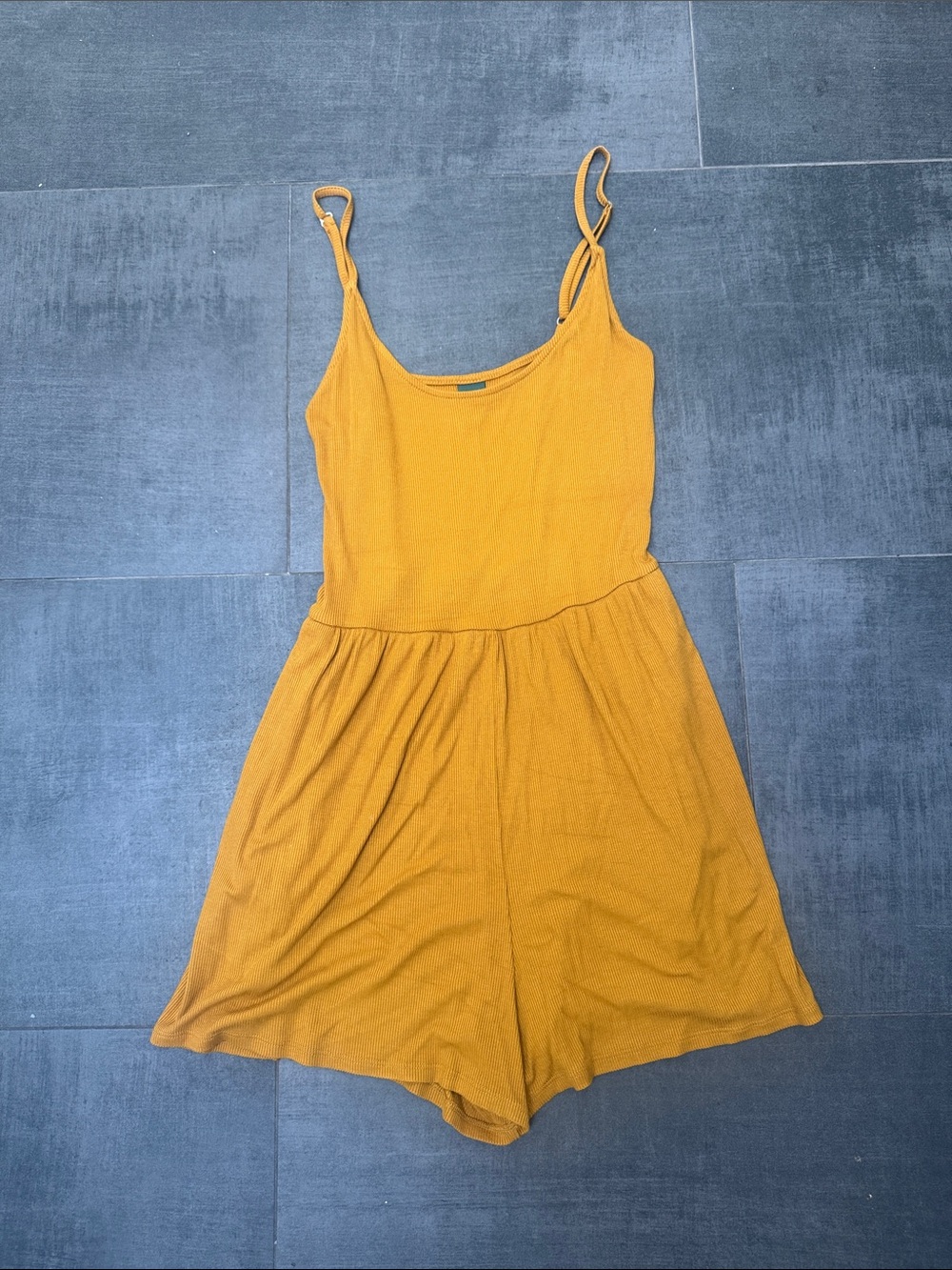 wild fable Mustard Yellow Ribbed Tank Romper